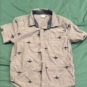 Gymboree Gray Airplane Print Kids Button Down Shirt